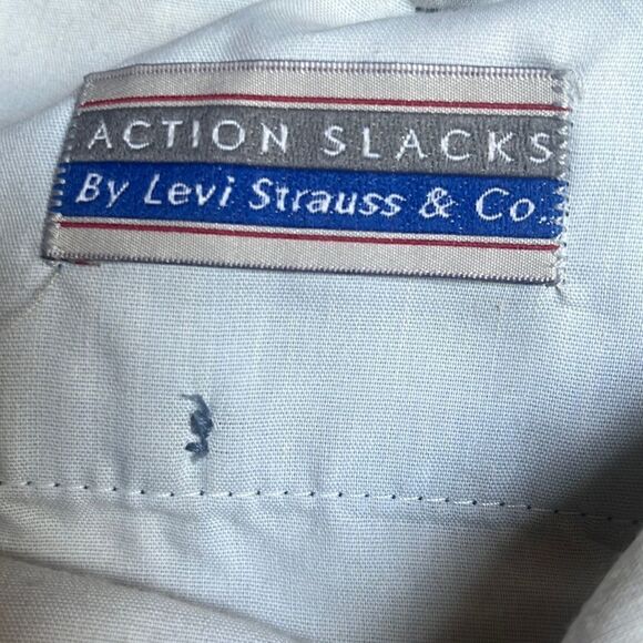 VINTAGE LEVIS ACTION SLACKS SLATE BLUE FLAT FRONT PANTS MADE IN THE USA 38x31 - Picture 4 of 10